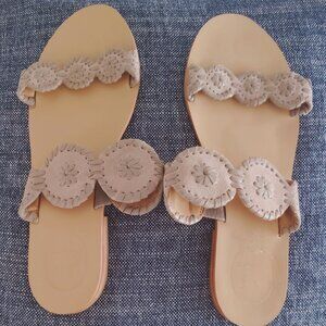 Suede beige Size 8.5 Jack Rogers flat slide beige color.
